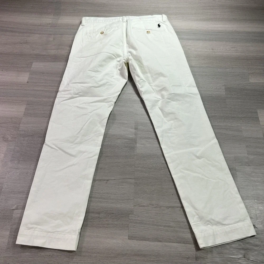 Polo Ralph Lauren Pants Mens 30x30 White Stretch Slim Fit Chino Casual Everyday